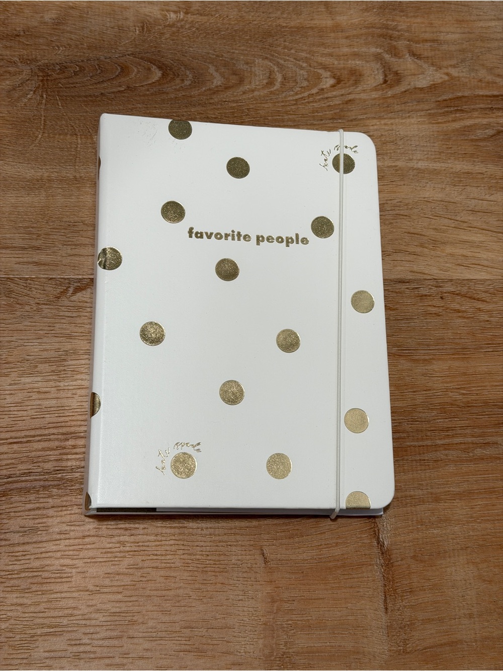 kate spade White & Gold Polka Dot Contact Book with Elastic Closure